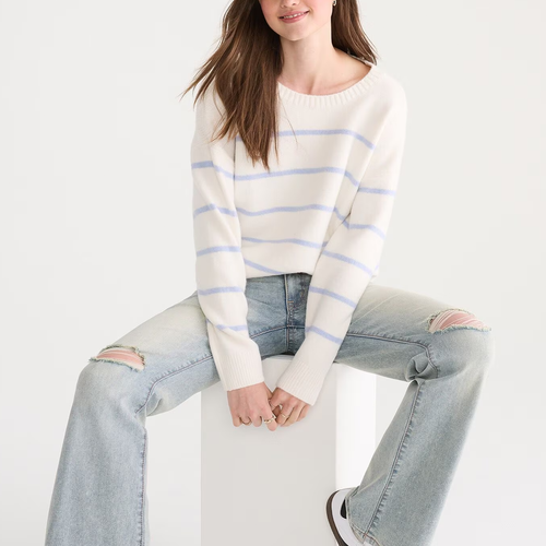 Crew Neck Thin Stripe Relaxed Knit Sweater