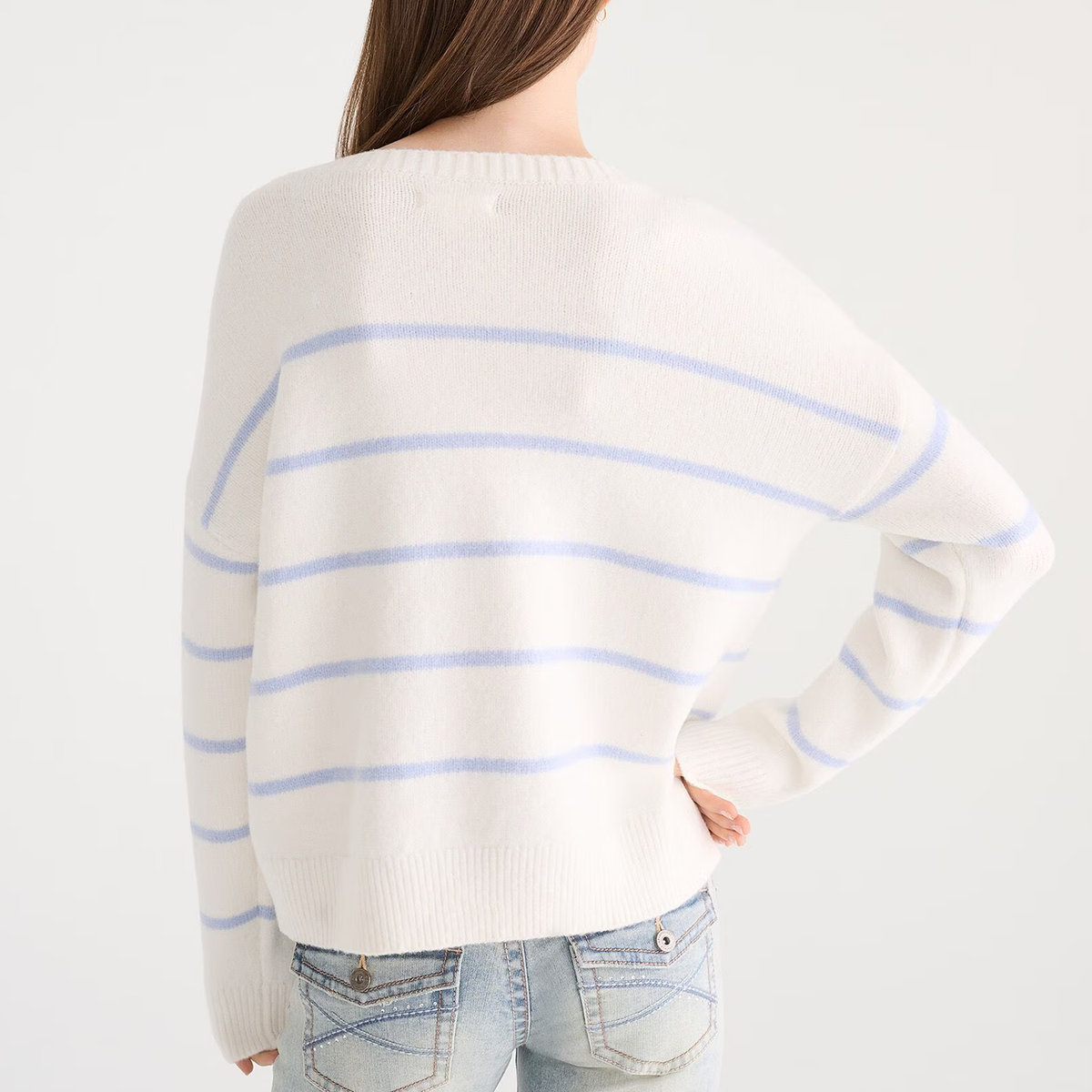 Crew Neck Thin Stripe Relaxed Knit Sweater