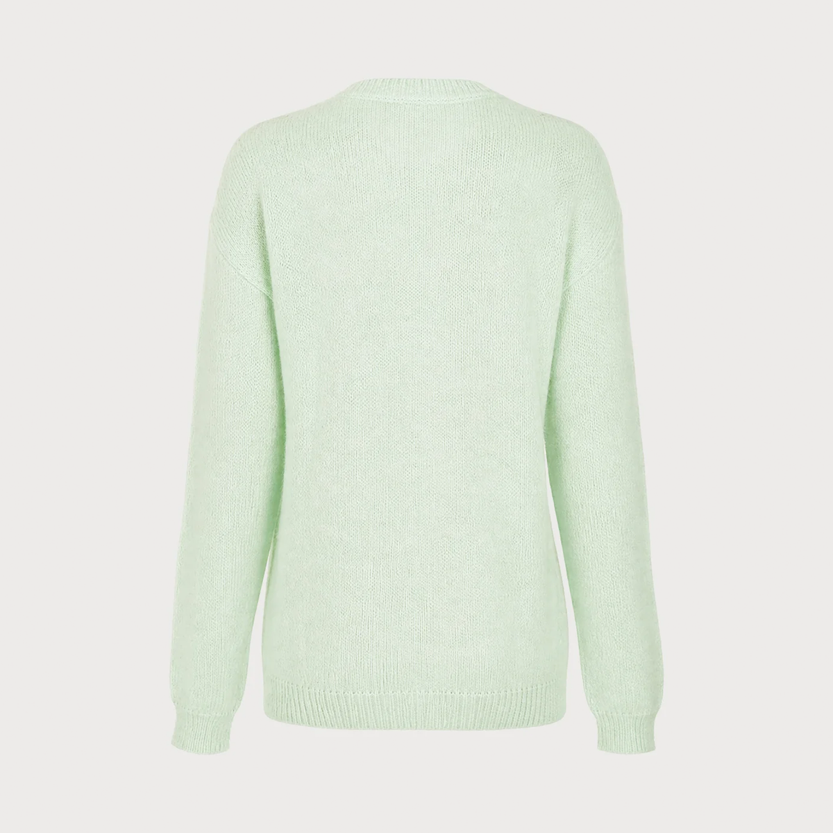 Green Round Neck Textured Loose Long Knit Sweater